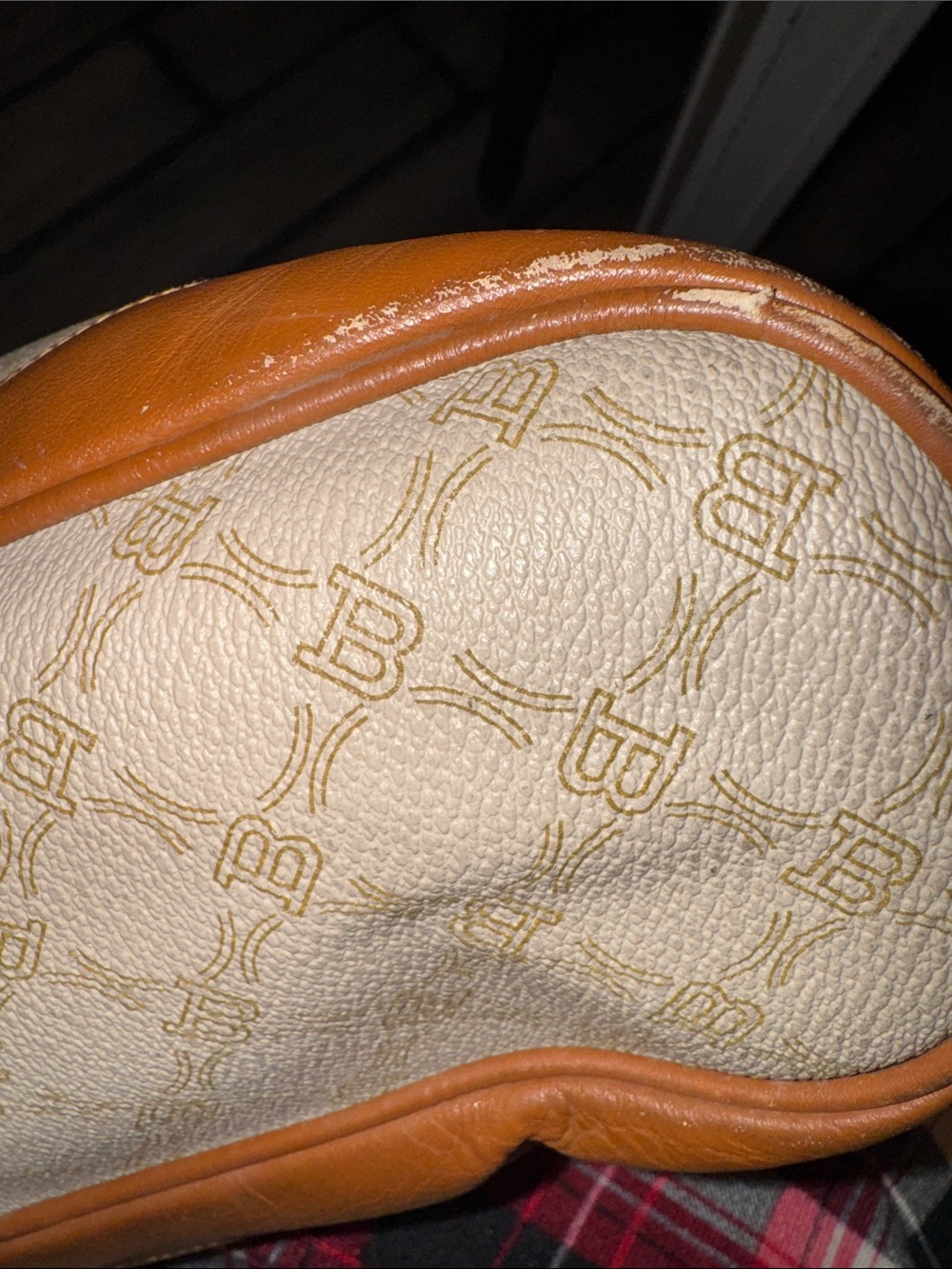 Bally Vintage Beige Monogram Shoulder/Crossbody with Tan Leather Trim - Picture 7 of 12